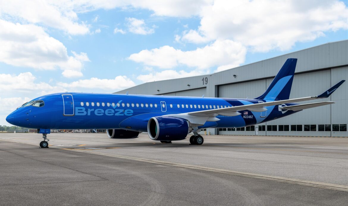 Breeze Airways realiza pedido por 10 Airbus A220