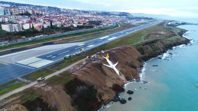 737 de Pegasus sufre excursión de pista; casi cae al Mar Negro