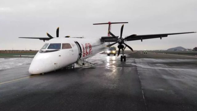 Q400 de LCPerú aterriza sin tren de aterrizaje de nariz en Lima